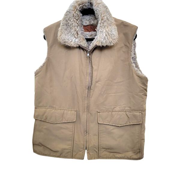 Woolrich USA Large 36 Vintage Puffy Arctic Cargo Vest Tan Nylon Sz Men Sz 36 - Picture 8 of 13